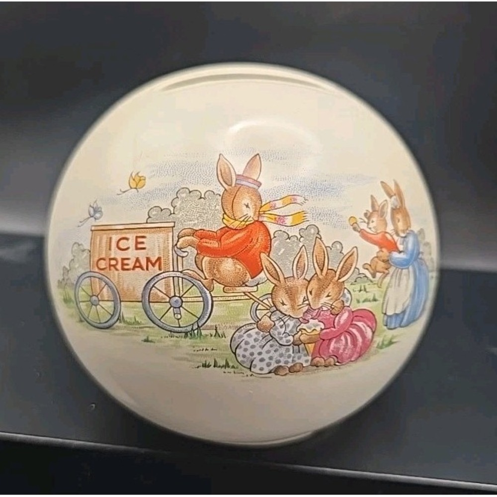 Bunnykins Royal Dalton Money Round Ball Bank With Stopper  Bunnies‎ Ice Cream